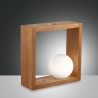 Lampada LED da tavolo design in legno con paralume a sfera in vetro Kark Catalogo