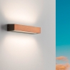 Lampada LED da parete esterno applique in legno teak e vetro Hazel Promozione