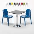 Schwarz Quadratisch Tisch und 2 Stühle Farbiges Polypropylen-Innenmastenset Grand Soleil Ice Mojito Aktion