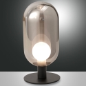 Lampada da tavolo LED in vetro fumé e metallo nero stile vintage Gubbio Vendita