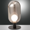 Lampada da tavolo LED in vetro fumé e metallo nero stile vintage Gubbio Vendita
