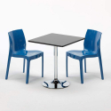Tavolino Quadrato Nero 70x70 cm con 2 Sedie Colorate Ice Mojito Misure