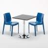 Schwarz Quadratisch Tisch und 2 Stühle Farbiges Polypropylen-Innenmastenset Grand Soleil Ice Mojito Maße