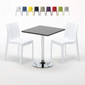 Table Carrée Noire 70x70cm Avec 2 Chaises Colorées Grand Soleil Set Intérieur Bar Café Ice Mojito Vente