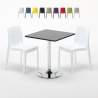 Table Carrée Noire 70x70cm Avec 2 Chaises Colorées Grand Soleil Set Intérieur Bar Café Ice Mojito Vente