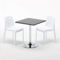 Table Carrée Noire 70x70cm Avec 2 Chaises Colorées Grand Soleil Set Intérieur Bar Café Ice Mojito 