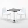 Table Carrée Noire 70x70cm Avec 2 Chaises Colorées Grand Soleil Set Intérieur Bar Café Ice Mojito 