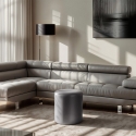 Pouf poggiapiedi di design a cilindro in similpelle bianco grigio Hebi Saldi