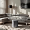 Pouf poggiapiedi di design a cilindro in similpelle bianco grigio Hebi Saldi