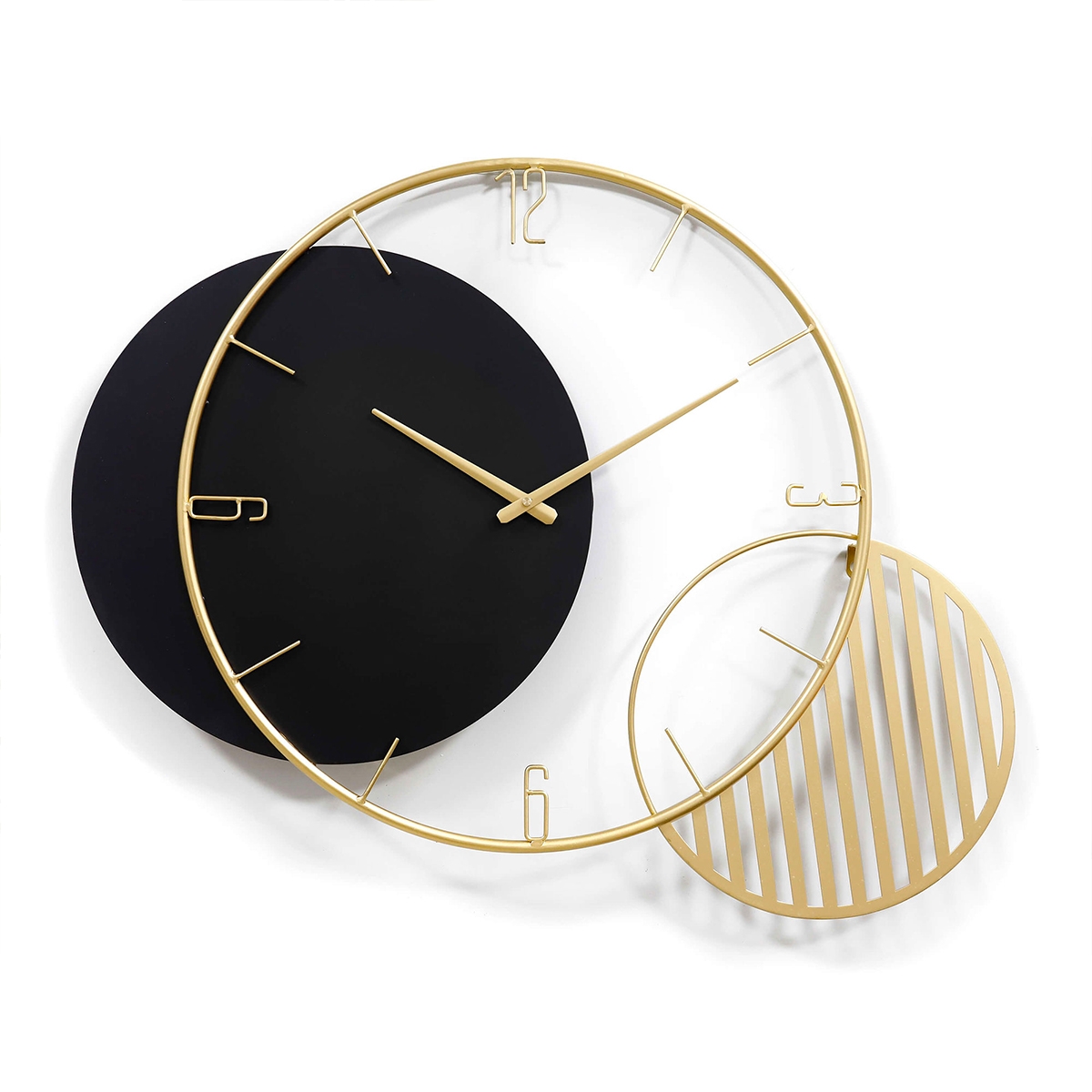 Orologio da parete 75x68cm design moderno geometrico nero e oro Celo Promozione Orologio da parete 75x68cm design moderno geometrico nero e oro Celo Promozione