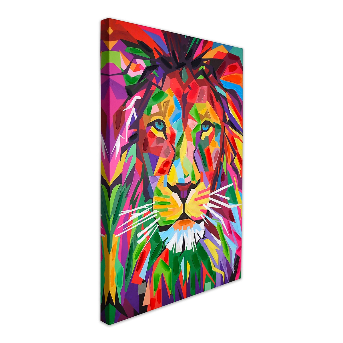 Tableau moderne impression sur toile 50x70 cm lion pop art multicolore Zora Promotion Tableau moderne impression sur toile 50x70 cm lion pop art multicolore Zora Promotion