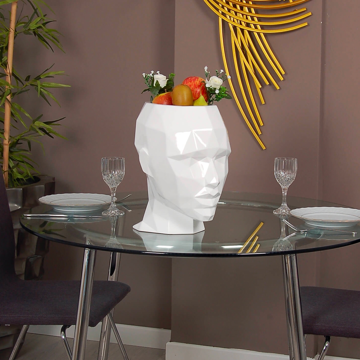 Vase décoratif design visage féminin en résine laquée Ruzid-L Promotion