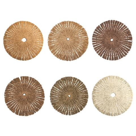Set di 6 tovagliette tonde effetto paglia intrecciata Ø38cm Nature Promozione