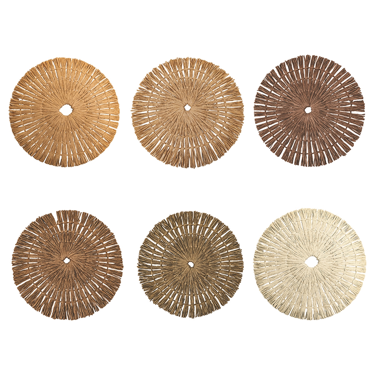 Set di 6 tovagliette tonde effetto paglia intrecciata Ø38cm Nature Promozione Set di 6 tovagliette tonde effetto paglia intrecciata Ø38cm Nature Promozione