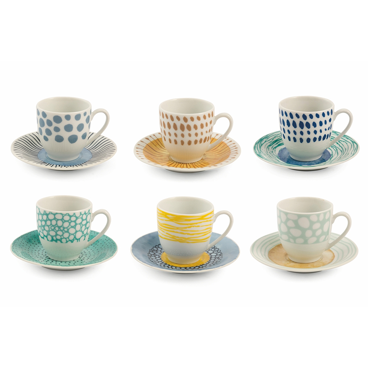 6er-Set Porzellan-Espressotassen mit Untertasse 90ml Marea C Aktion 6er-Set Porzellan-Espressotassen mit Untertasse 90ml Marea C Aktion
