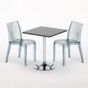 Schwarz Quadratisch Tisch und 2 Stühle Farbiges Transparent Grand Soleil Dune Platinum Sales