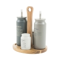 Set condimento stand in legno 5 pezzi con oliera in gres Victionary B Offerta