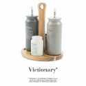 Set condimento stand in legno 5 pezzi con oliera in gres Victionary B Scelta