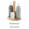 Set condimento stand in legno 5 pezzi con oliera in gres Victionary B Scelta