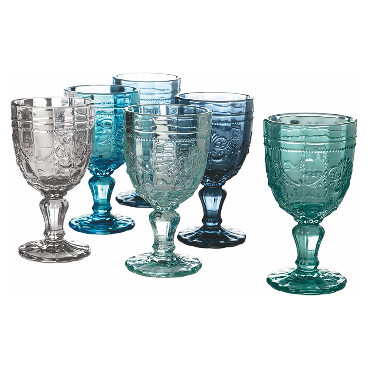 Set aus 6 Syrah-Weingläsern 265 ml mit Arabesken-Dekor aus Glas Aktion Set aus 6 Syrah-Weingläsern 265 ml mit Arabesken-Dekor aus Glas Aktion