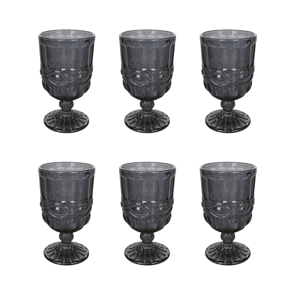 Ensemble de 6 verres à pied 300 ml en verre décor en relief Nobilis C Promotion