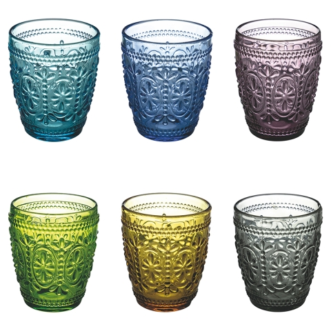 Set di 6 bicchieri acqua 300ml con lavorazione a rilievo Koralight Promozione