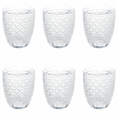 Set di 6 bicchieri acqua 325ml in vetro trasparenti Castle Promozione