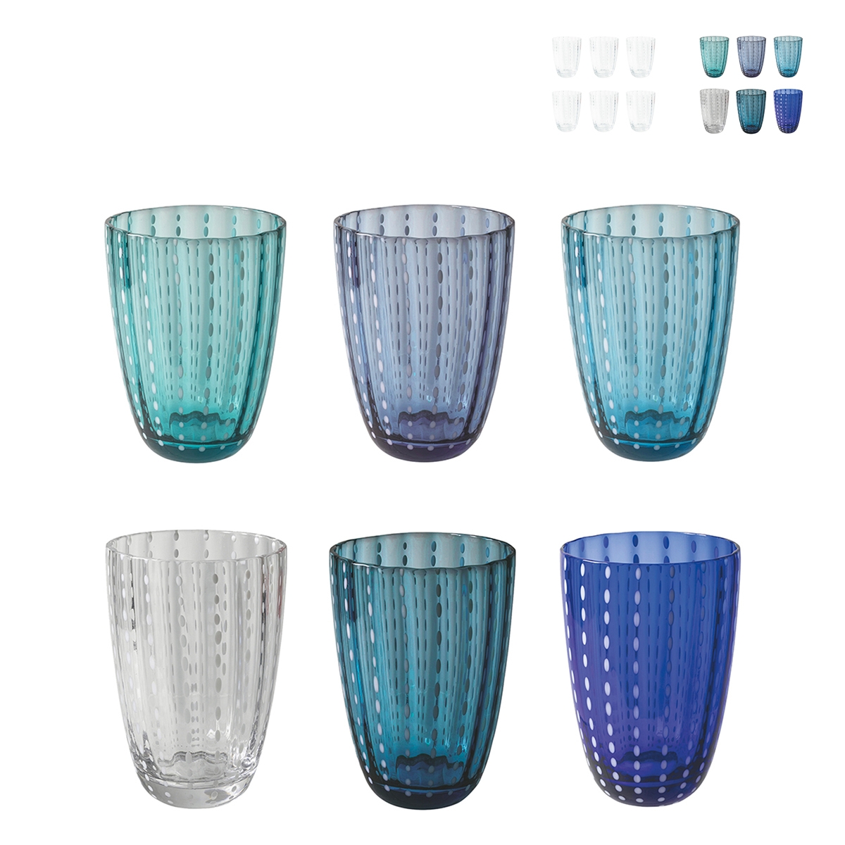 6er-Set Glas-Wassergläser mit weißen Punkten 300 ml Kalahari Aktion 6er-Set Glas-Wassergläser mit weißen Punkten 300 ml Kalahari Aktion