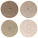 Set aus 4 runden Platzsets aus geflochtener Stroh Ø38cm Spiral Aktion