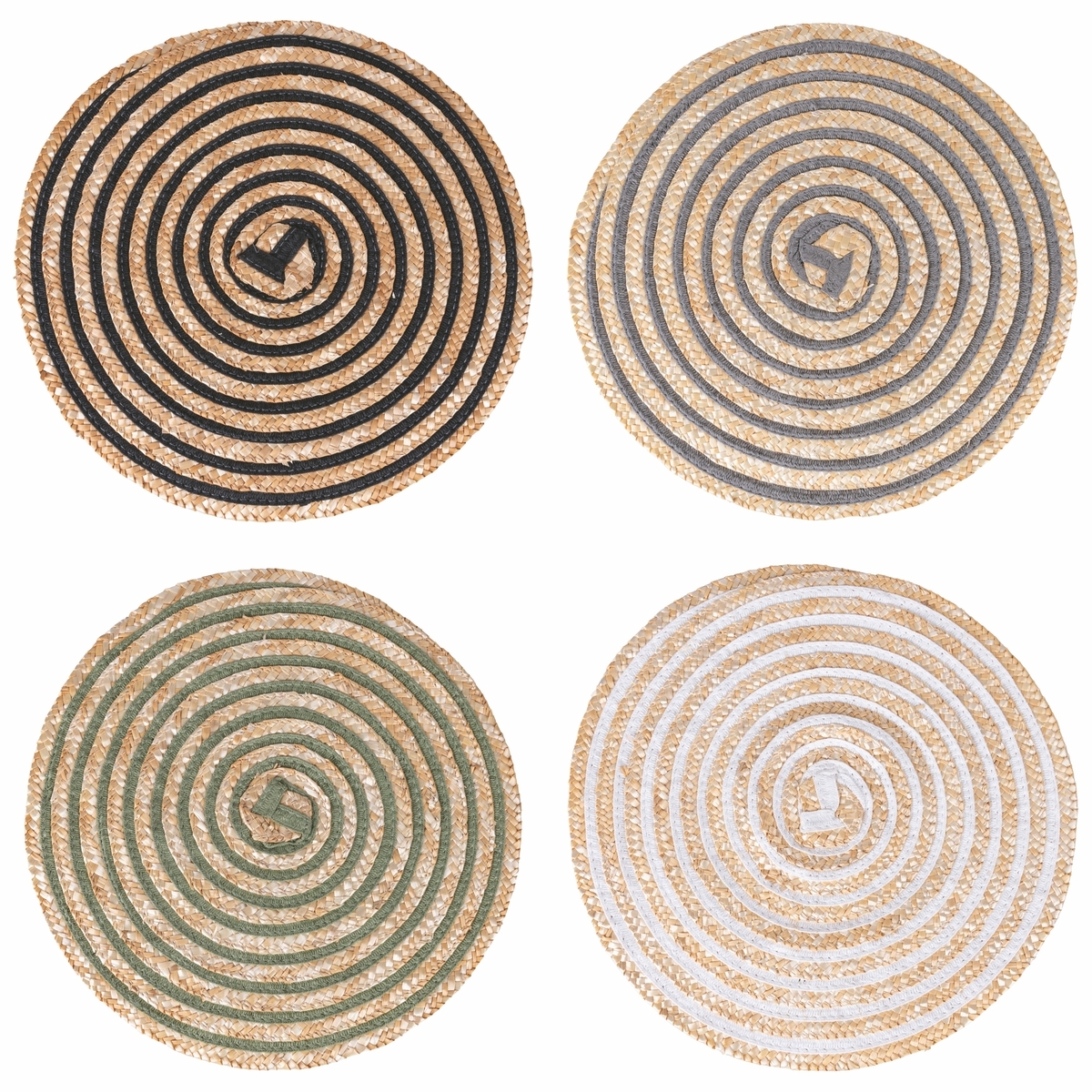 Set aus 4 runden Platzsets aus geflochtener Stroh Ø38cm Spiral Aktion Set aus 4 runden Platzsets aus geflochtener Stroh Ø38cm Spiral Aktion