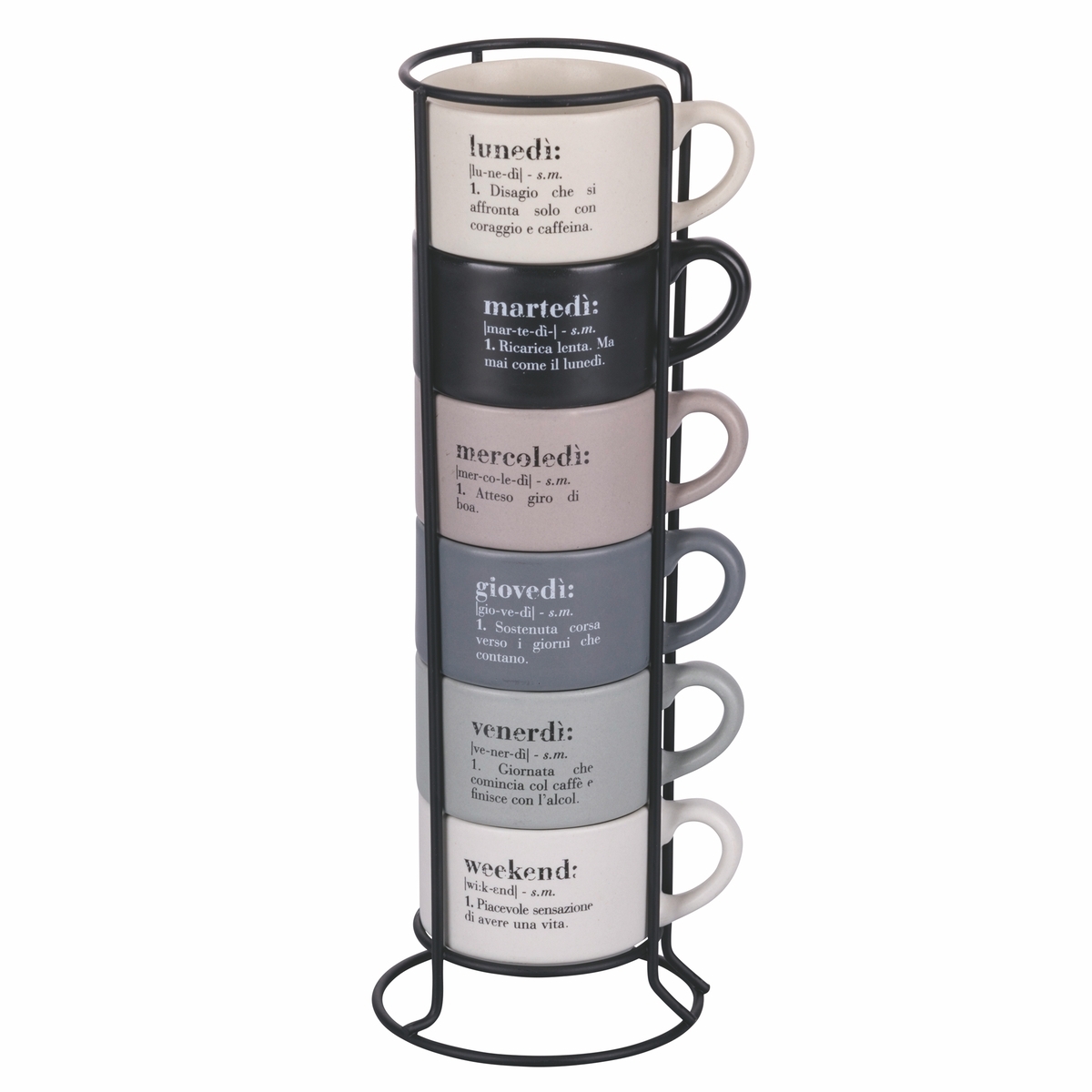 Set di 6 tazzine da caffè in porcellana 90ml con stand Victionary Week Promozione