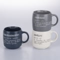 3er-Set stapelbare Vorratsbecher aus Steingut, 350 ml, mit Schriftzügen, Victionary L Aktion