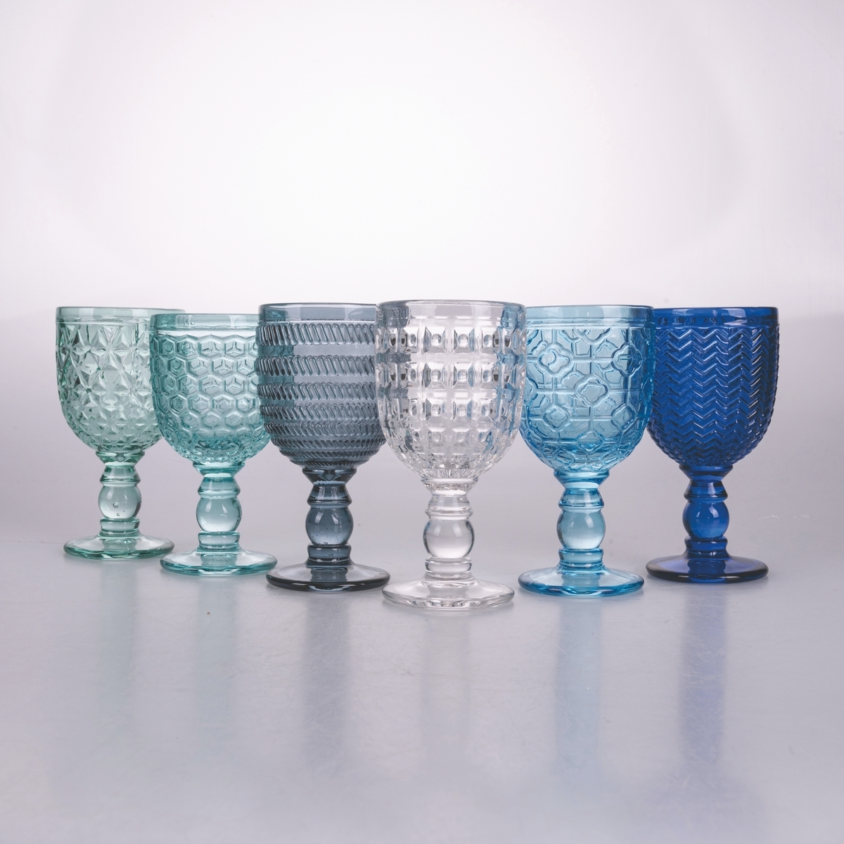 Ensemble de 6 verres en verre avec surface travaillée 280 ml Geometrie Ocean Promotion Ensemble de 6 verres en verre avec surface travaillée 280 ml Geometrie Ocean Promotion
