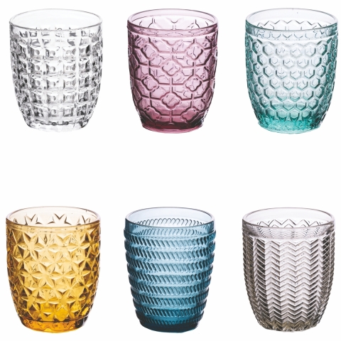 Jeu de 6 verres à eau 350ml avec surface travaillée Géométries Promotion