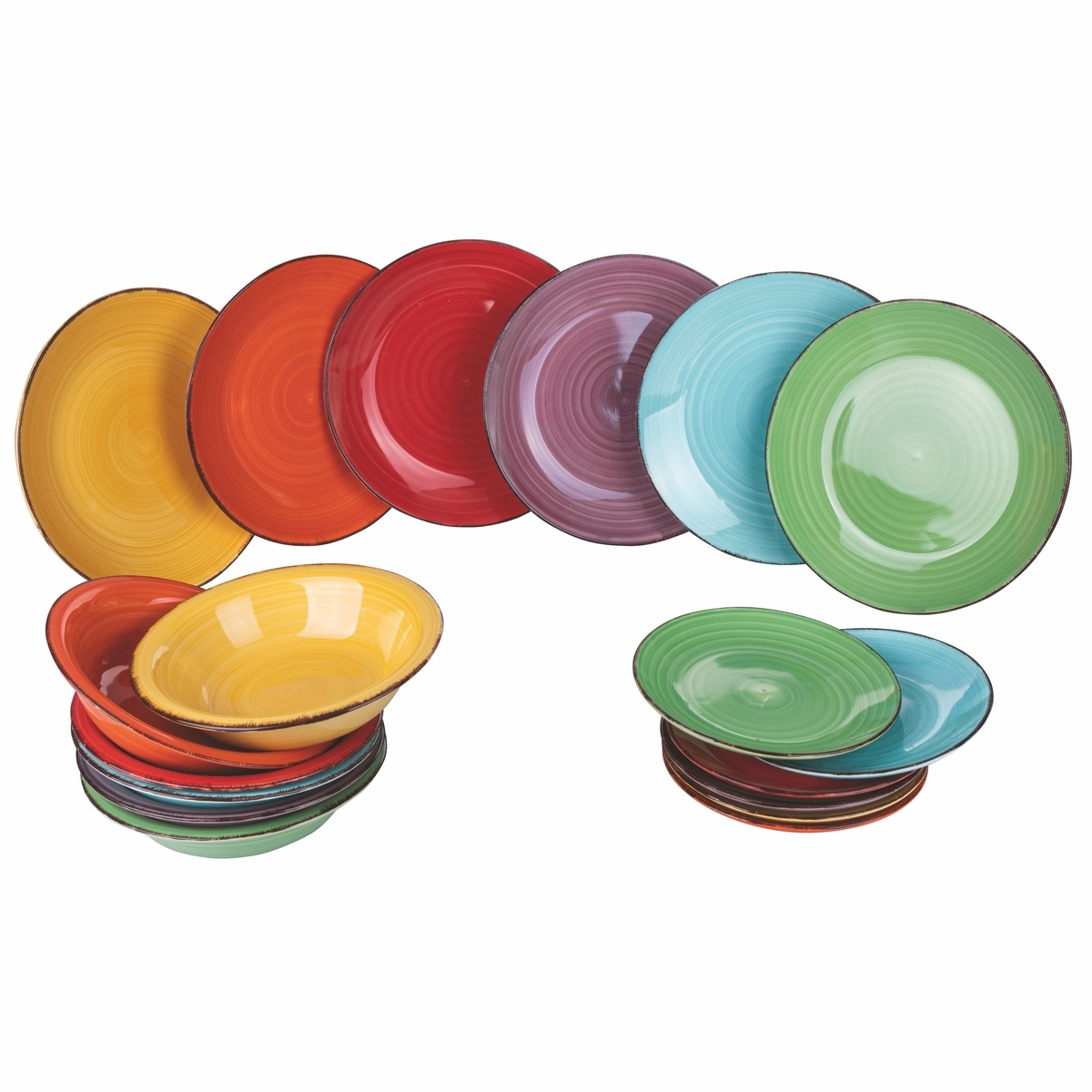 Servizio di piatti 18 pezzi in gres dipinto a mano 6 persone Baita Promozione Servizio di piatti 18 pezzi in gres dipinto a mano 6 persone Baita Promozione