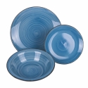 Servizio di piatti 18 pezzi in gres dipinto a mano 6 persone Baita Acqua Ocean Stock