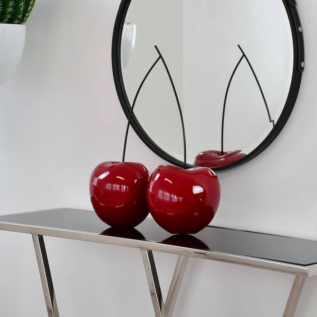 Sculpture couple de cerises en résine laquée rouge pop art Opla Promotion Sculpture couple de cerises en résine laquée rouge pop art Opla Promotion
