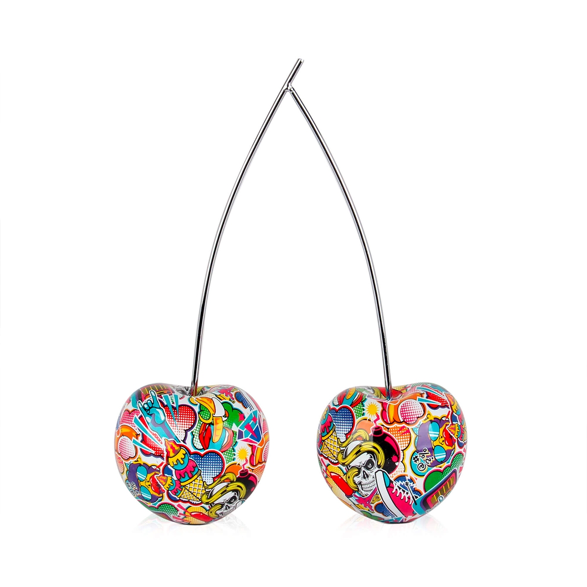 Scultura coppia di ciliegie statua in resina graffiti pop art Alma-PA Promozione Scultura coppia di ciliegie statua in resina graffiti pop art Alma-PA Promozione
