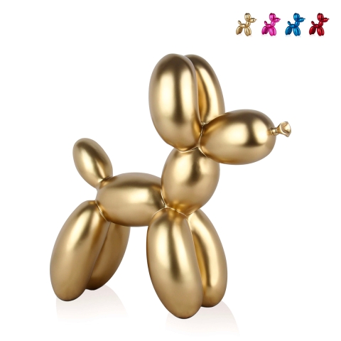 Scultura cane palloncino statua in resina effetto metallo Mira-M Promozione