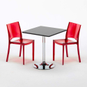 Table Carrée Noire 70x70cm Avec 2 Chaises Colorées Grand Soleil Set Intérieur Bar Café B-Side Phantom Catalogue