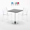 Table Carrée Noire 70x70cm Avec 2 Chaises Colorées Grand Soleil Set Intérieur Bar Café B-Side Phantom Vente