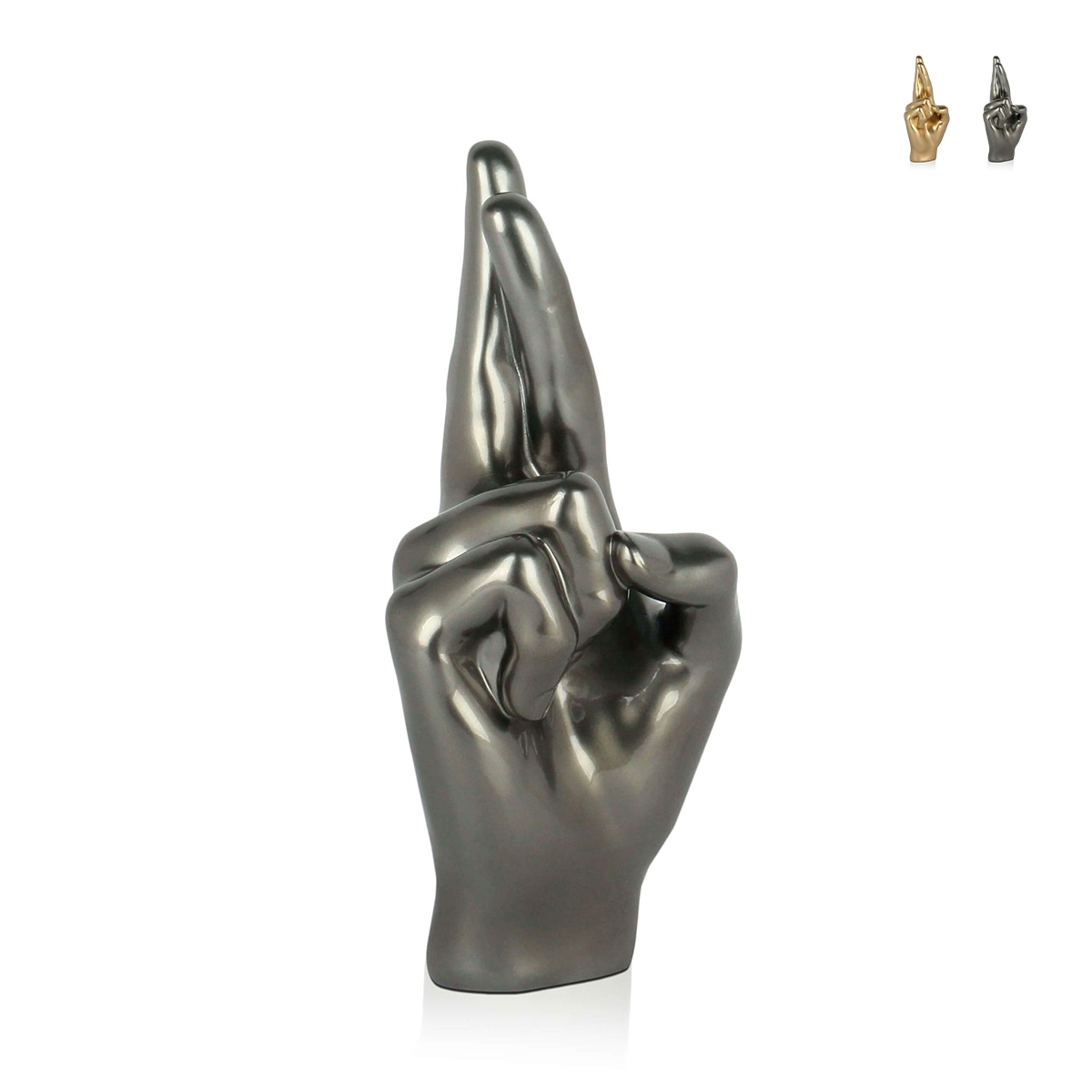 Scultura in resina effetto metallo dita incrociate statua moderna Aira Promozione Scultura in resina effetto metallo dita incrociate statua moderna Aira Promozione