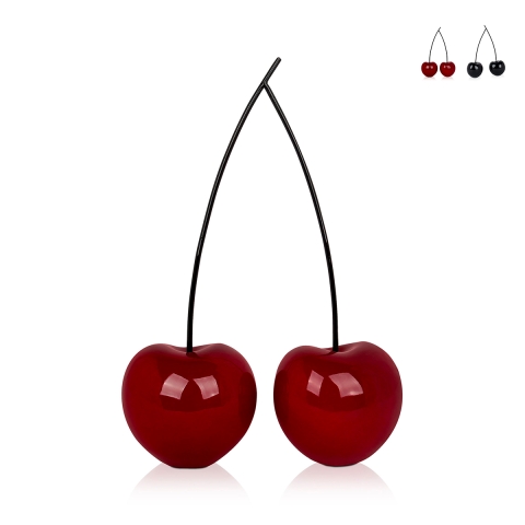 Sculpture moderne statue couple de cerises en résine laquée Alma-L Promotion