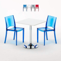 Weiß Quadratisch Tisch und 2 Stühle Farbiges Polypropylen-Innenmastenset Grand Soleil B-Side Demon Aktion