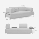 Divano modulare 3 posti design moderno componibile con tavolini Diadema 