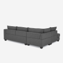 Divano design angolare 3 posti moderno in tessuto grigio Alhena Sconti