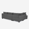 Divano design angolare 3 posti moderno in tessuto grigio Alhena Sconti