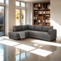 Divano design angolare 3 posti moderno in tessuto grigio Alhena Promozione
