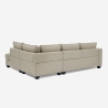 Divano 3 posti angolare di design con penisola in tessuto beige Avior Sconti