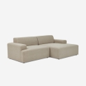 Divano design moderno 3 posti con chaise longue destra in tessuto Toliman Offerta